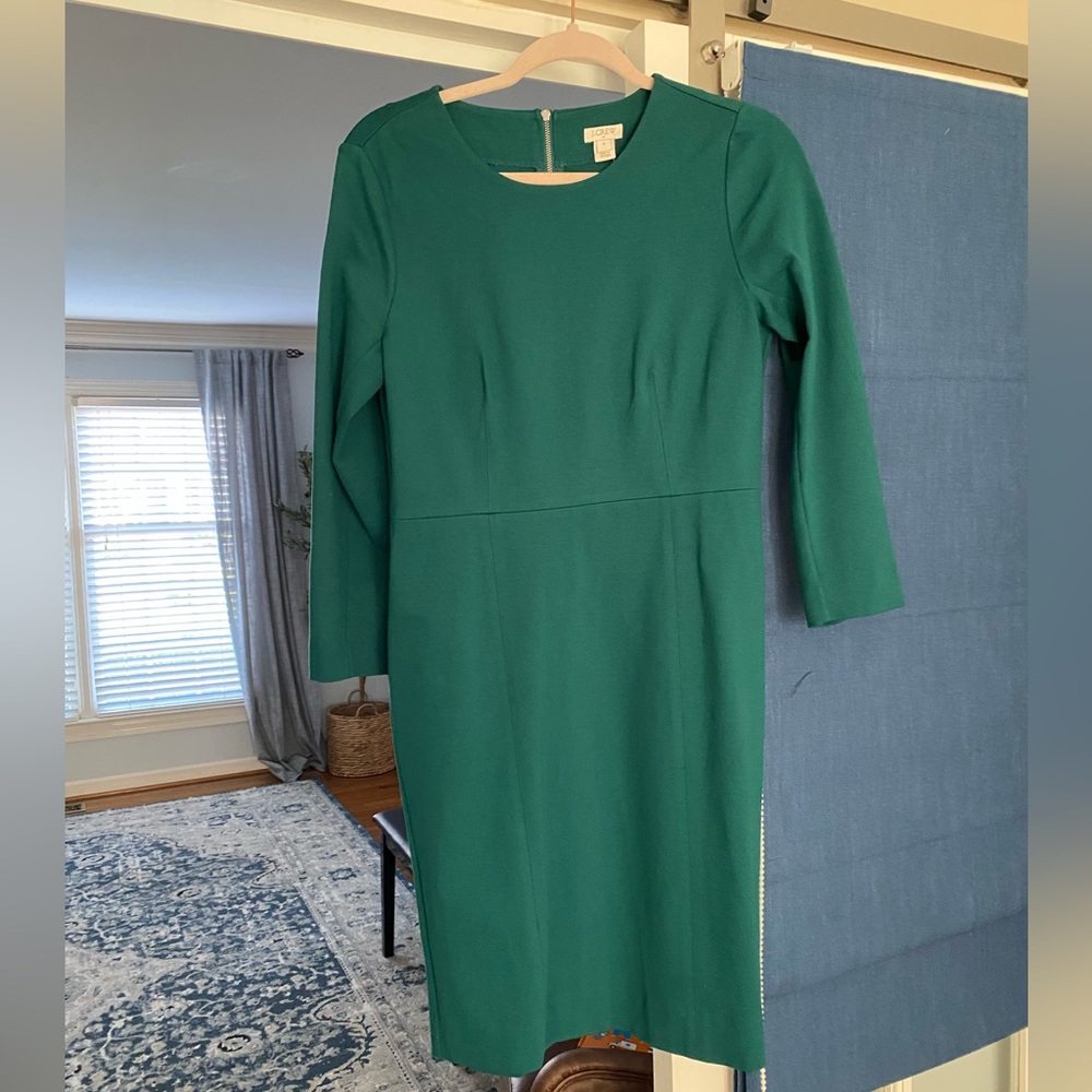 Jcrew Emerald green ponte sheath dress